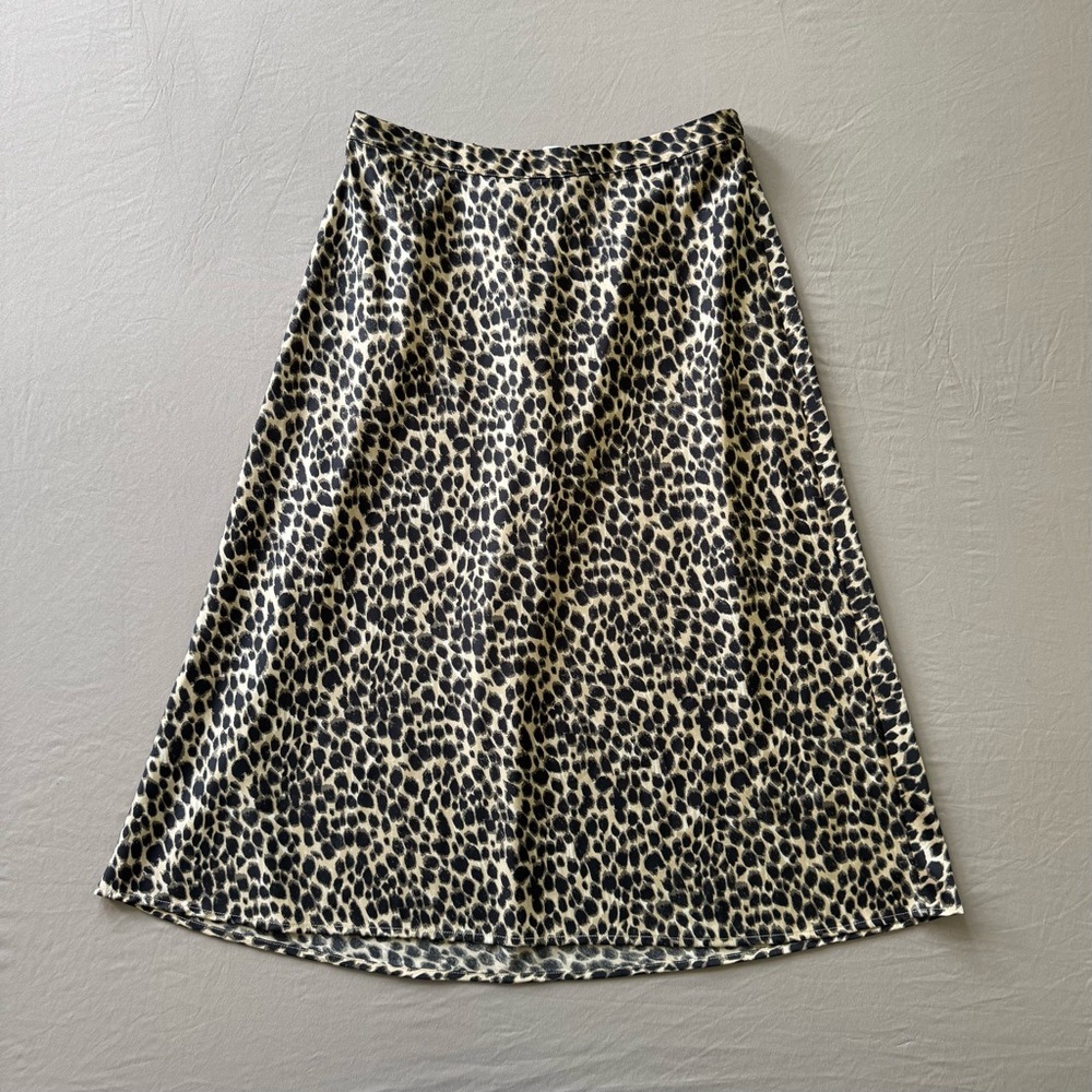 J. Crew Leopard Print Midi Skirt in Black and Cream